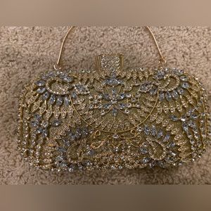 Rhinestone Clutch Gold & Silver Clutch brand new in box